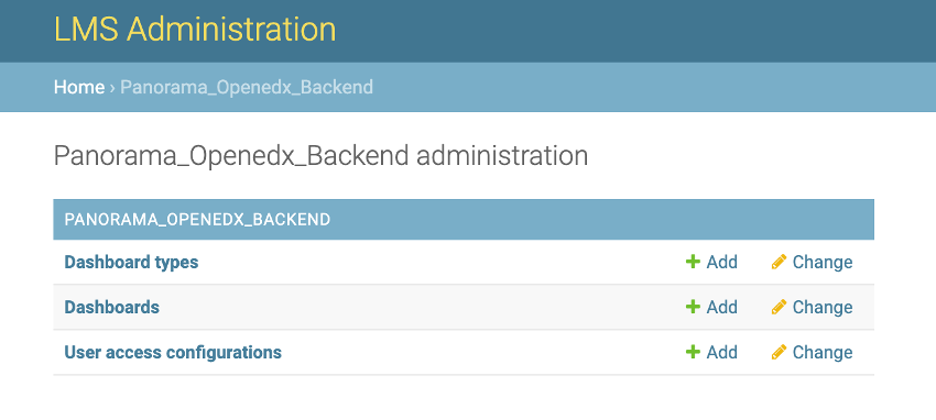 Panorama user access configuration in the Open edX administration panel