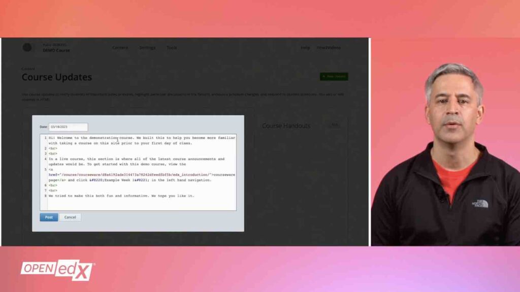 How to create Updates and Handouts - Open edX Studio
