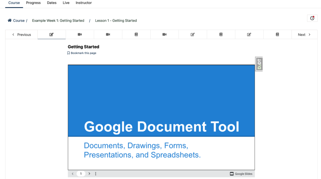 Open edX component: Google document